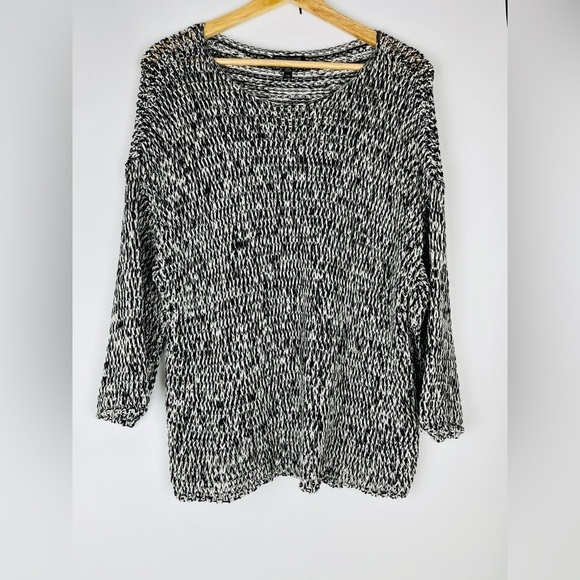 Eileen Fisher Black And White Half Sleeve Sweater - Picture 1 of 5